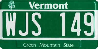 VT license plate WJS149