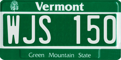 VT license plate WJS150