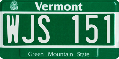 VT license plate WJS151