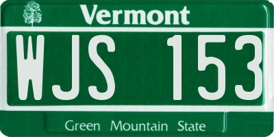 VT license plate WJS153
