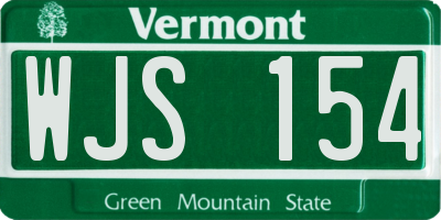 VT license plate WJS154