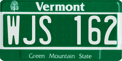 VT license plate WJS162
