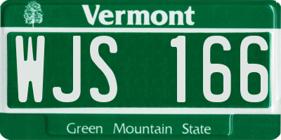 VT license plate WJS166
