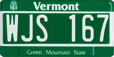 VT license plate WJS167