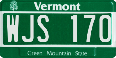 VT license plate WJS170