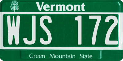 VT license plate WJS172