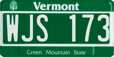 VT license plate WJS173