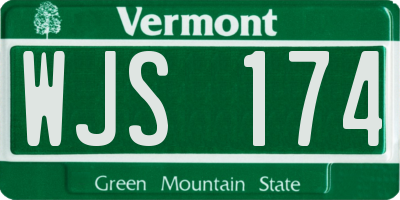 VT license plate WJS174