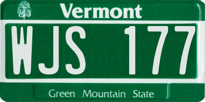 VT license plate WJS177