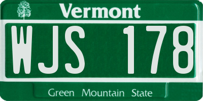VT license plate WJS178