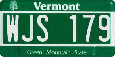 VT license plate WJS179