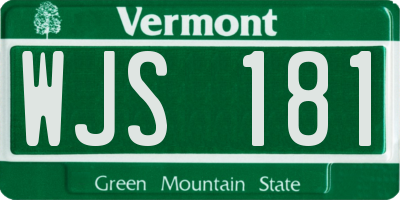 VT license plate WJS181