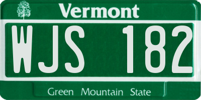 VT license plate WJS182