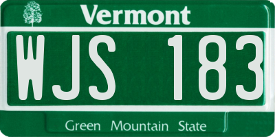 VT license plate WJS183