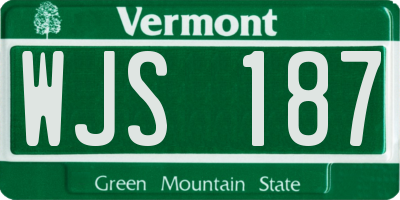 VT license plate WJS187