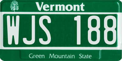 VT license plate WJS188