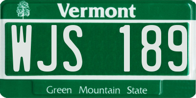 VT license plate WJS189