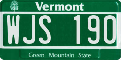 VT license plate WJS190
