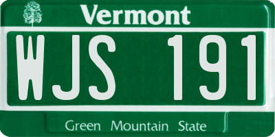 VT license plate WJS191