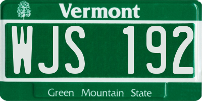 VT license plate WJS192