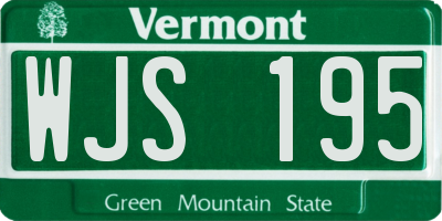 VT license plate WJS195