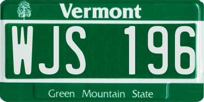 VT license plate WJS196