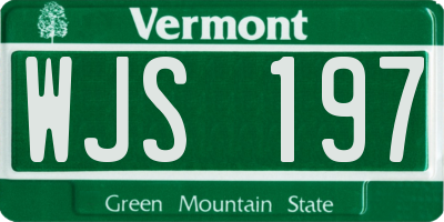 VT license plate WJS197