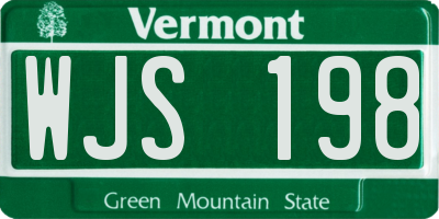 VT license plate WJS198