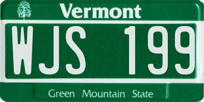 VT license plate WJS199