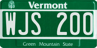 VT license plate WJS200