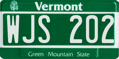 VT license plate WJS202
