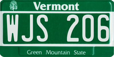 VT license plate WJS206