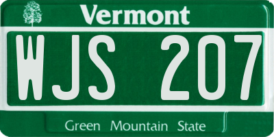 VT license plate WJS207