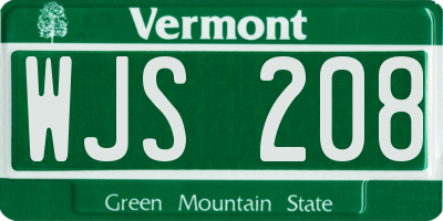 VT license plate WJS208