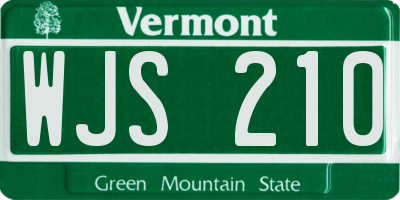 VT license plate WJS210