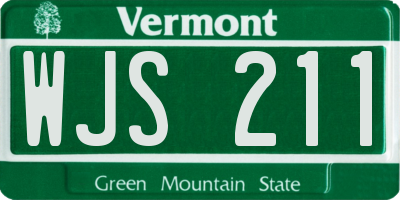 VT license plate WJS211