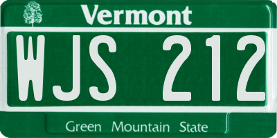 VT license plate WJS212
