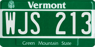 VT license plate WJS213