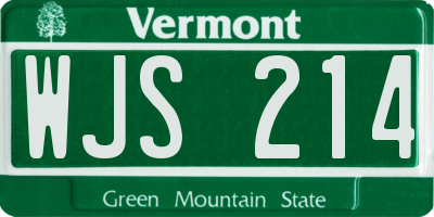 VT license plate WJS214