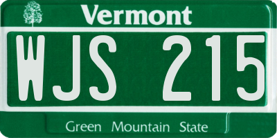 VT license plate WJS215