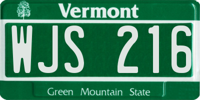 VT license plate WJS216