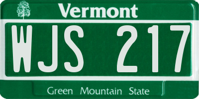 VT license plate WJS217