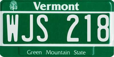 VT license plate WJS218