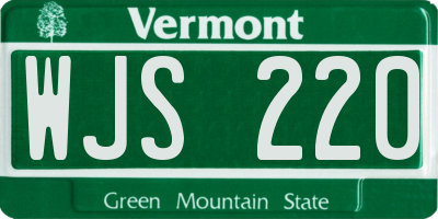 VT license plate WJS220