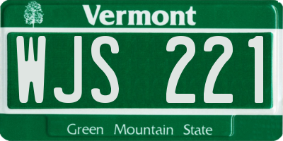 VT license plate WJS221