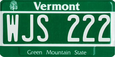 VT license plate WJS222