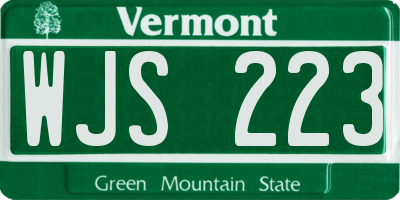 VT license plate WJS223