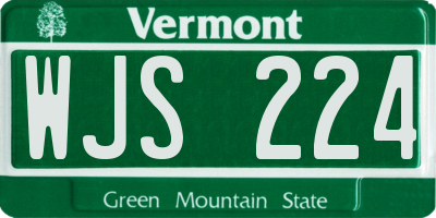 VT license plate WJS224