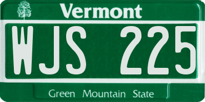 VT license plate WJS225