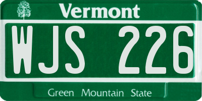 VT license plate WJS226
